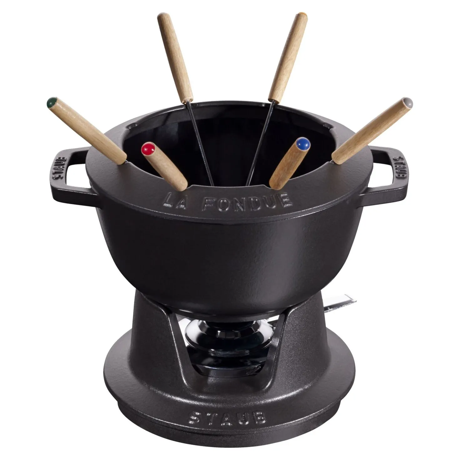 Fondue Set 20 cm, rund, Schwarz, Gusseisen