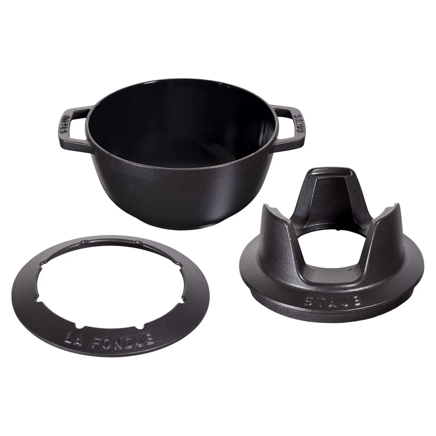 Fondue Set 20 cm, rund, Schwarz, Gusseisen