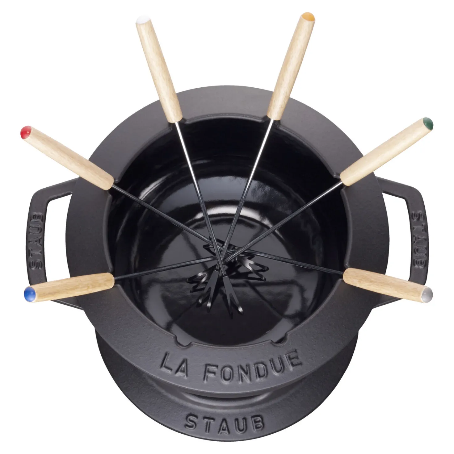 Fondue Set 20 cm, rund, Schwarz, Gusseisen