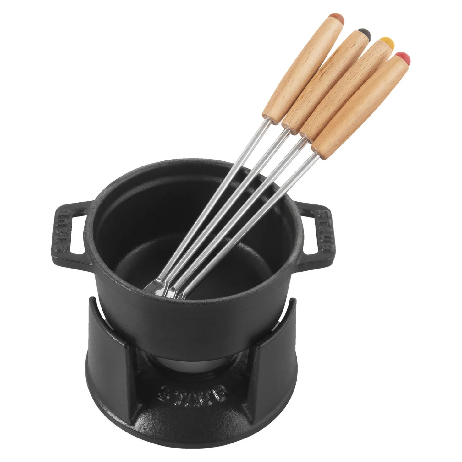Fondue Set 10 cm, rund, Schwarz, Gusseisen
