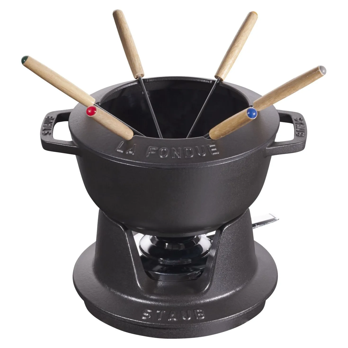 Fondue Set 18 cm, rund, Schwarz, Gusseisen