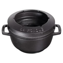 Fondue Set 18 cm, rund, Schwarz, Gusseisen