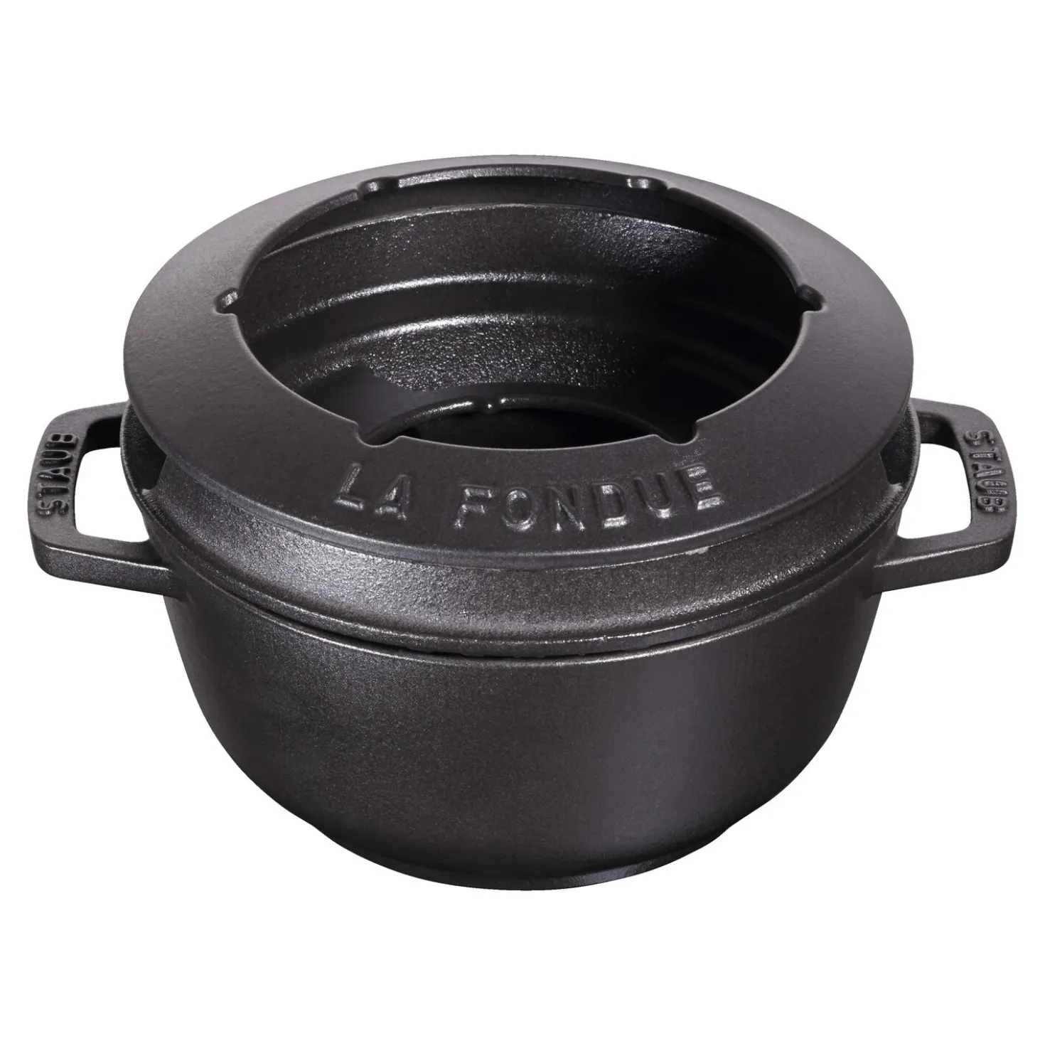 Fondue Set 18 cm, rund, Schwarz, Gusseisen