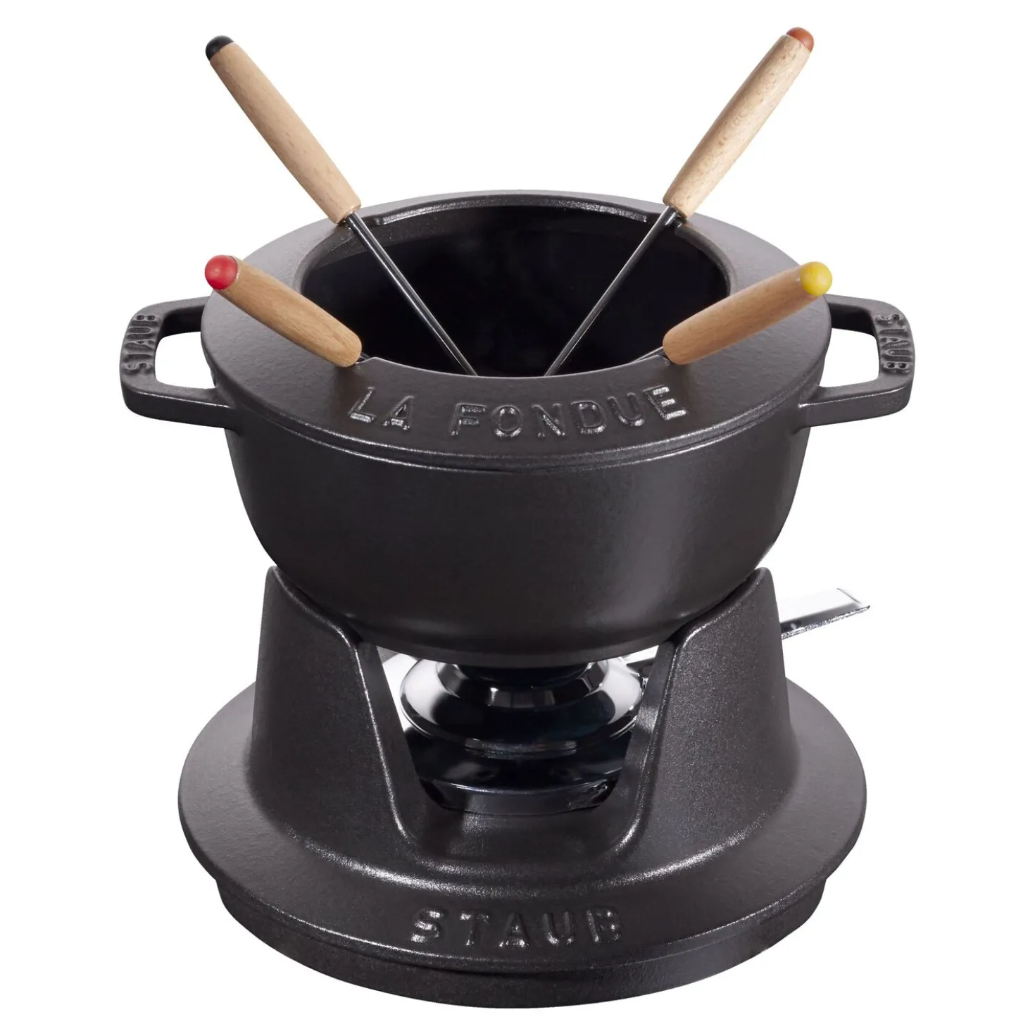 Fondue Set 16 cm, rund, Schwarz, Gusseisen