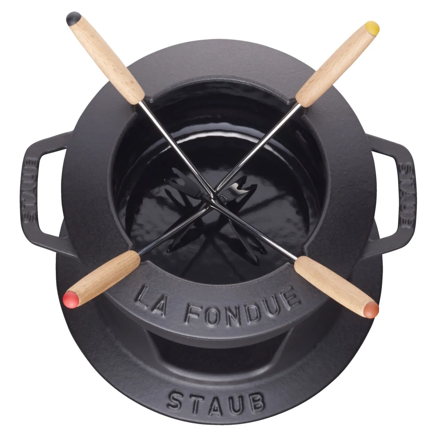 Fondue Set 16 cm, rund, Schwarz, Gusseisen