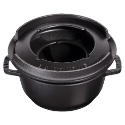 Fondue Set 16 cm, rund, Schwarz, Gusseisen