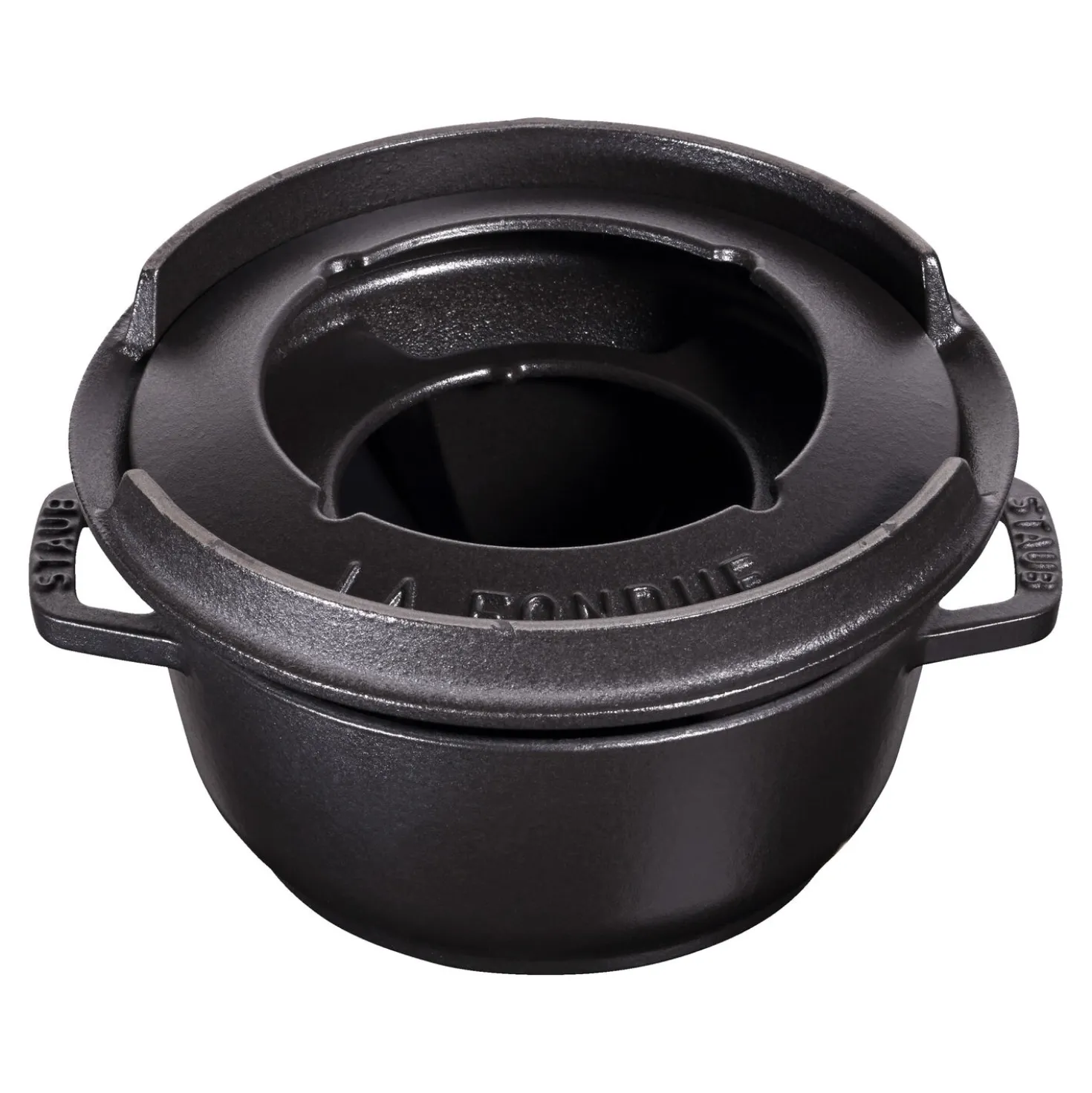 Fondue Set 16 cm, rund, Schwarz, Gusseisen