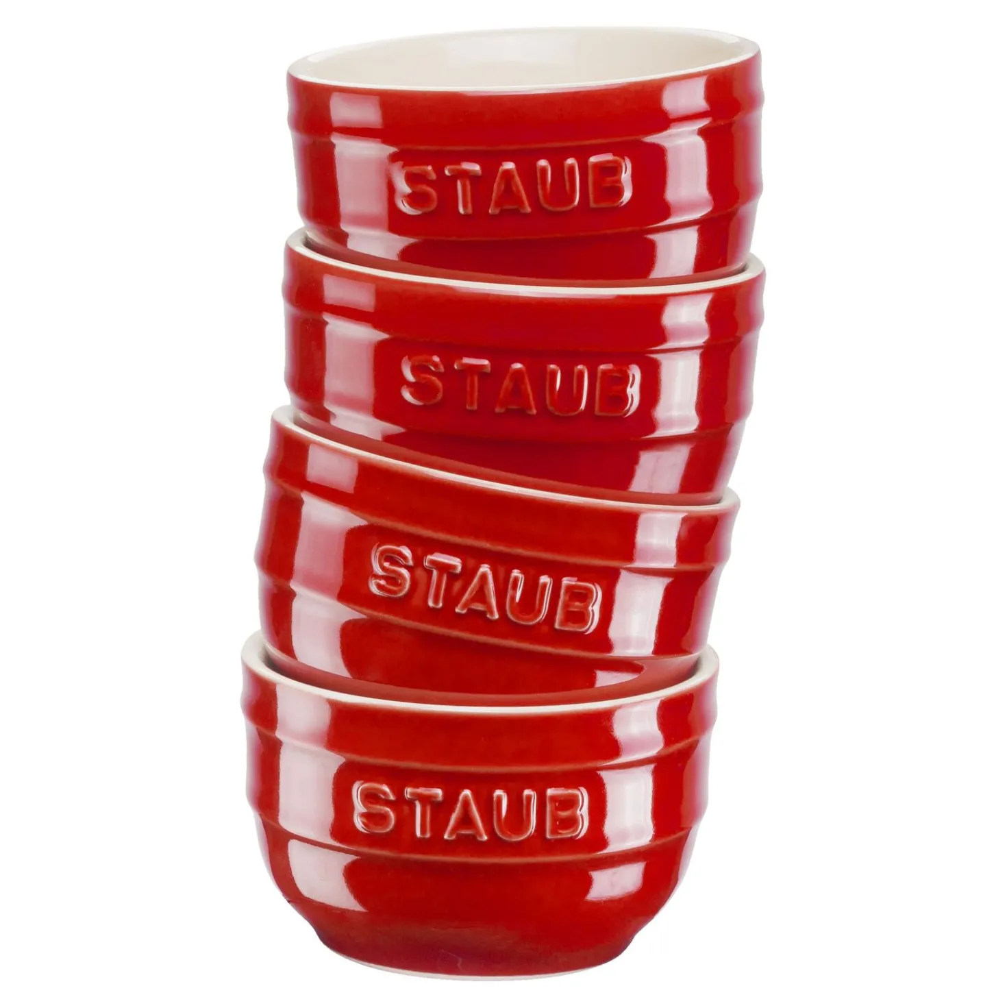 Förmchenset 9 cm / 4-tlg, Kirsch-Rot, Keramik