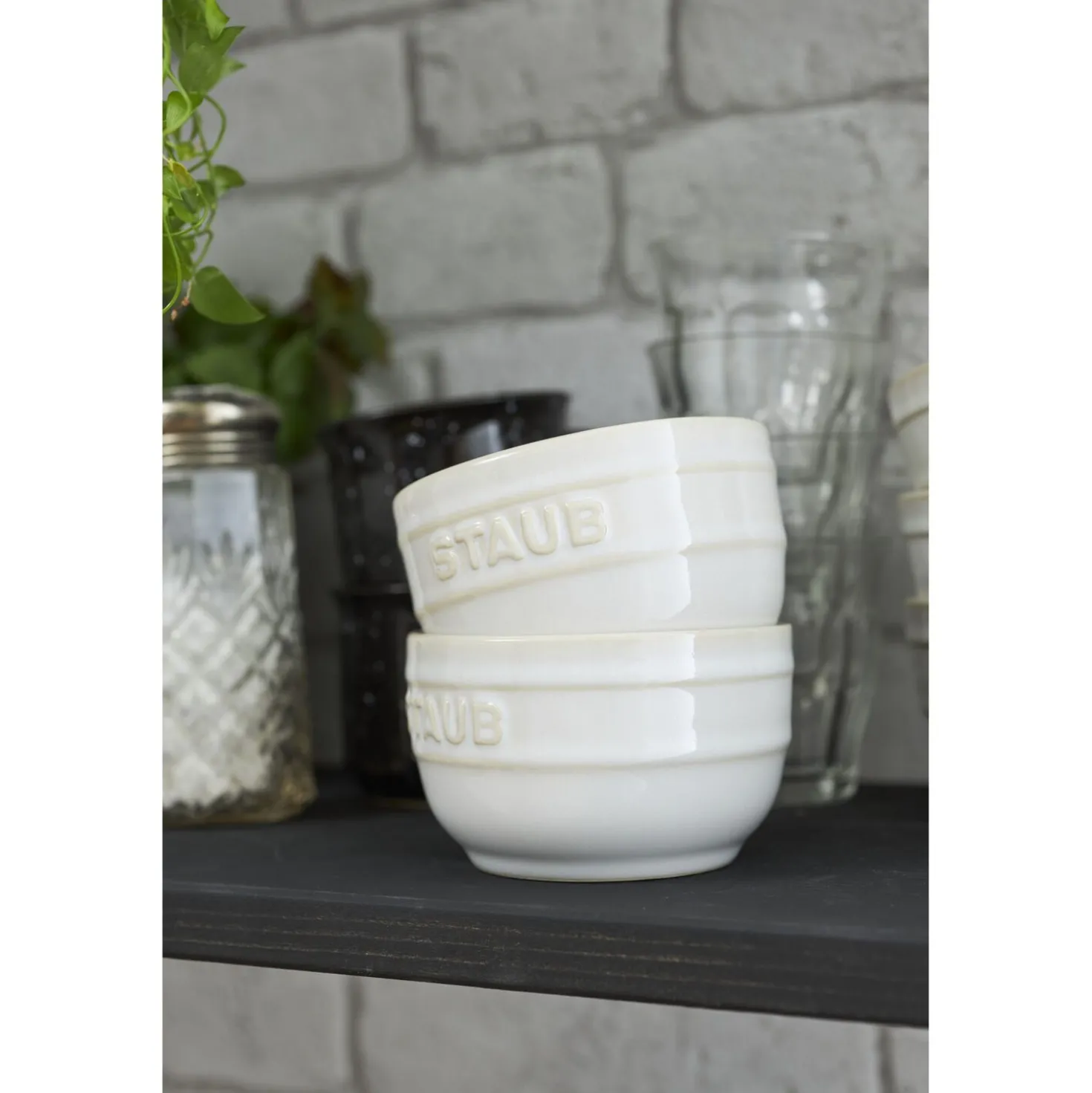 Förmchenset 9 cm / 2-tlg, rund, Elfenbein-Weiß, Keramik