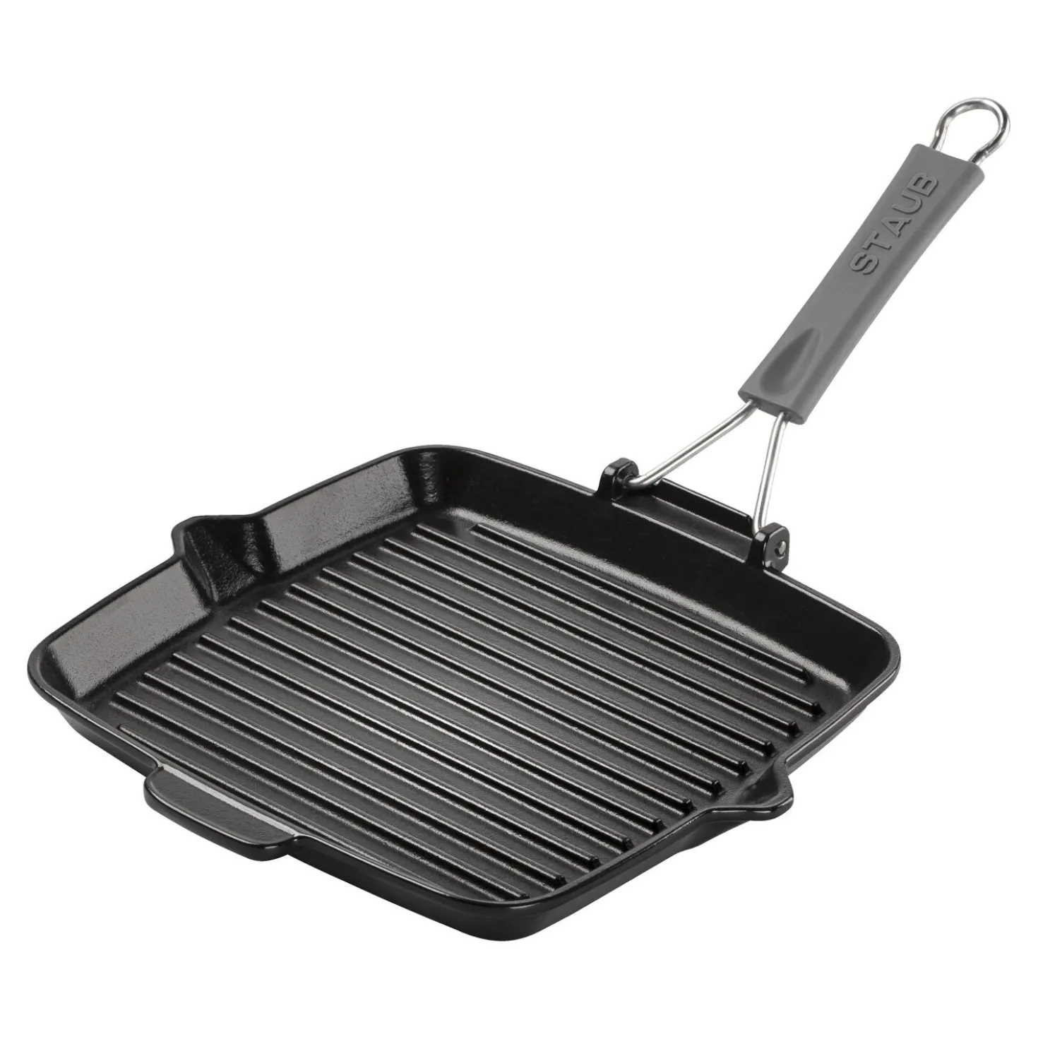 Grillpfanne mit Ausgießnase 24 cm, quadratisch, Schwarz, Gusseisen