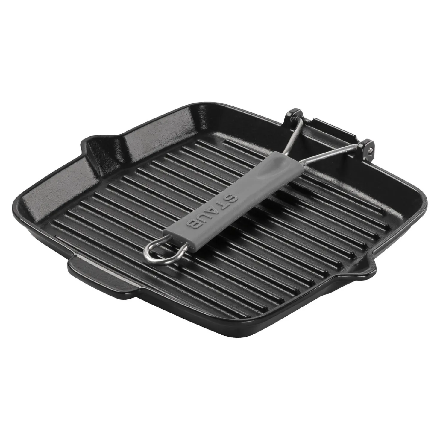 Grillpfanne mit Ausgießnase 24 cm, quadratisch, Schwarz, Gusseisen