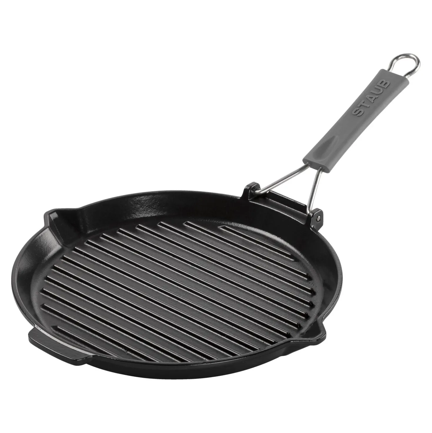 Grillpfanne mit Ausgießnase 28 cm, rund, Schwarz, Gusseisen