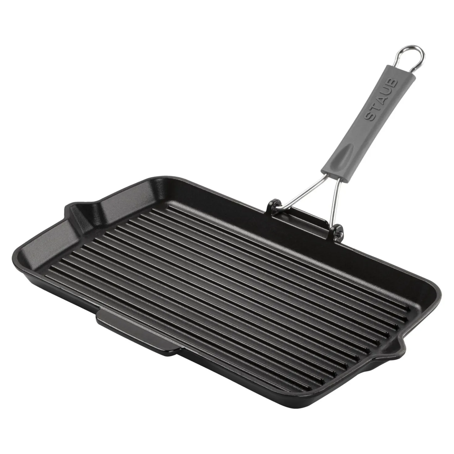 Grillpfanne mit Ausgießnase 34 x 21 cm, rechteckig, Schwarz, Gusseisen