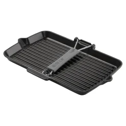 Grillpfanne mit Ausgießnase 34 x 21 cm, rechteckig, Schwarz, Gusseisen