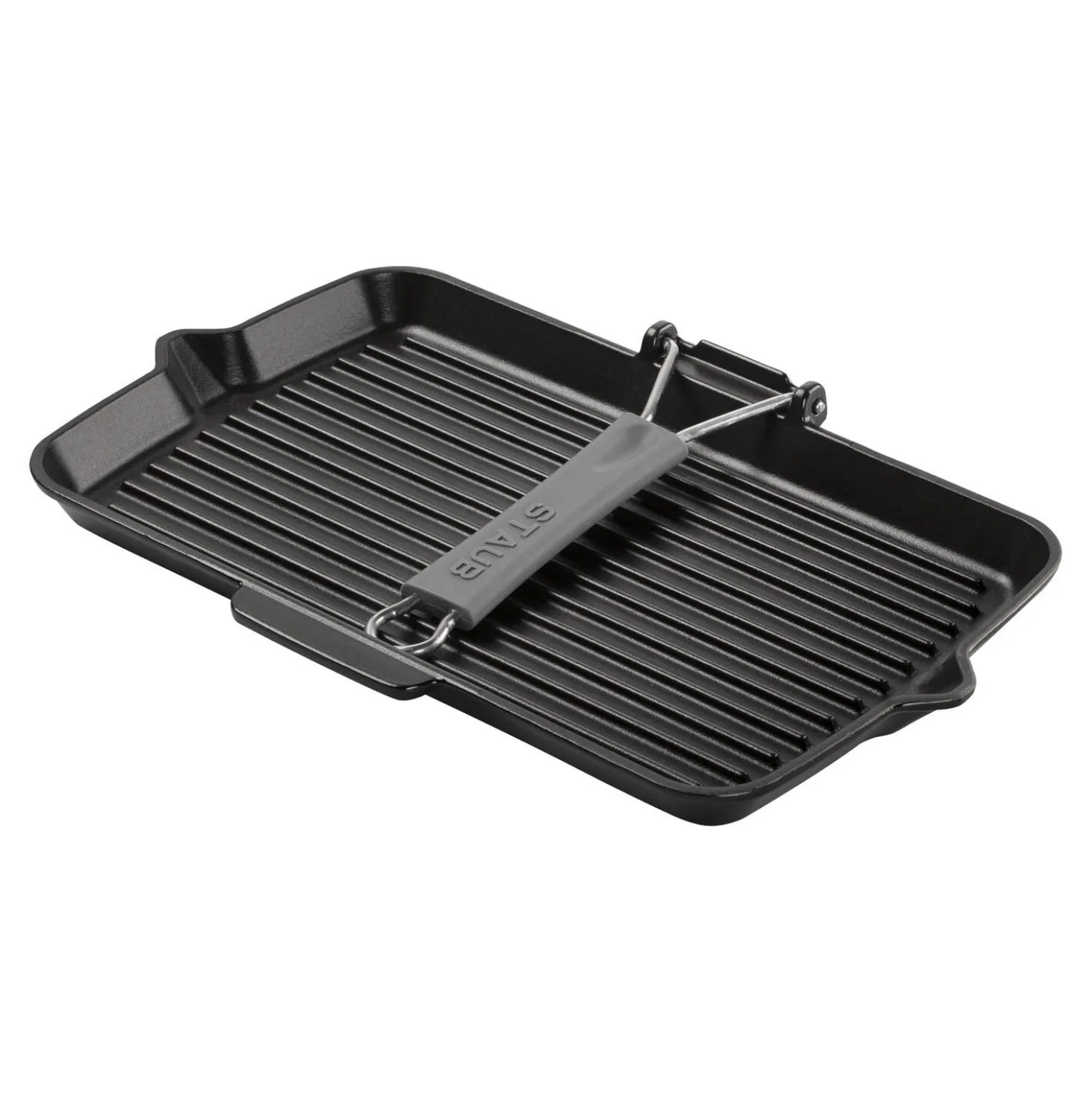 Grillpfanne mit Ausgießnase 34 x 21 cm, rechteckig, Schwarz, Gusseisen