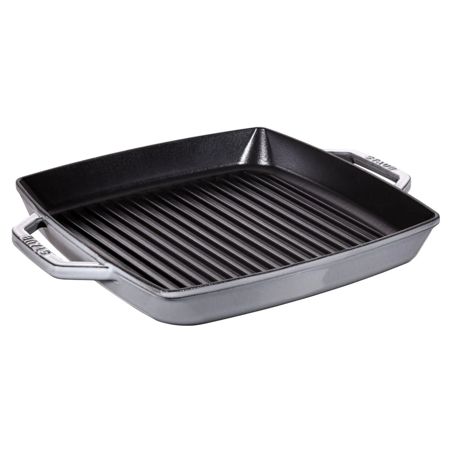 Grillpfanne mit zwei Griffen, quadratisch, 33 cm, grau 33 cm, quadratisch, Graphit-Grau, Gusseisen