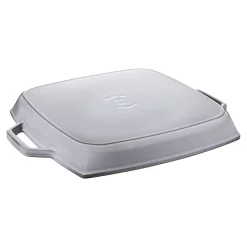 Grillpfanne mit zwei Griffen, quadratisch, 33 cm, grau 33 cm, quadratisch, Graphit-Grau, Gusseisen
