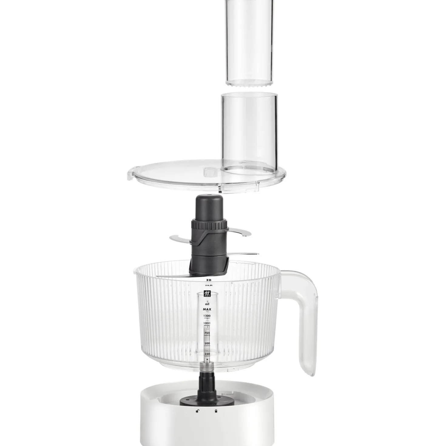 Hochleistungsstandmixer Pro mit Food Processor, Silber-Weiß