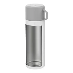 Isolierflasche, 1 l, Edelstahl, Weiß-grau