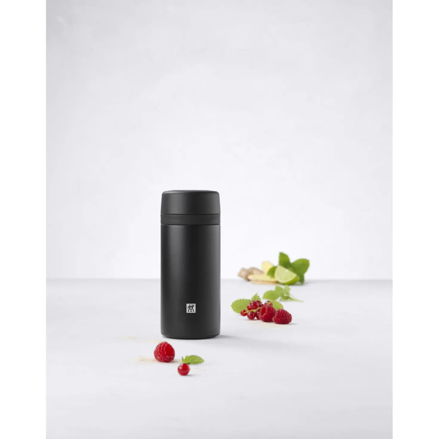 Isolierflasche für Tee & Infused Water, 420 ml, Edelstahl, Schwarz