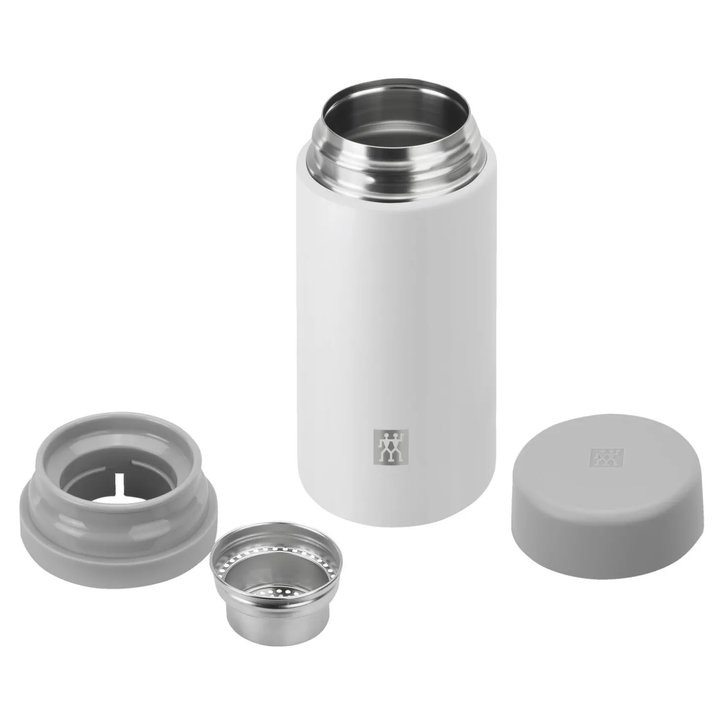 Isolierflasche für Tee & Infused Water, 420 ml, Edelstahl, Weiß-grau