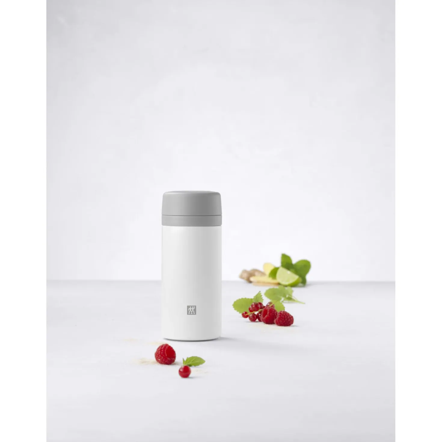 Isolierflasche für Tee & Infused Water, 420 ml, Edelstahl, Weiß-grau