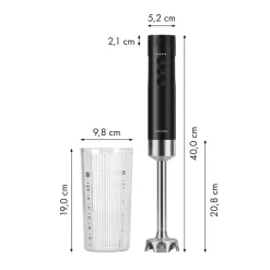 Kabelloser Stabmixer mit digitaler Küchenwaage und Zerkleinerer, 5-tlg. Schwarz