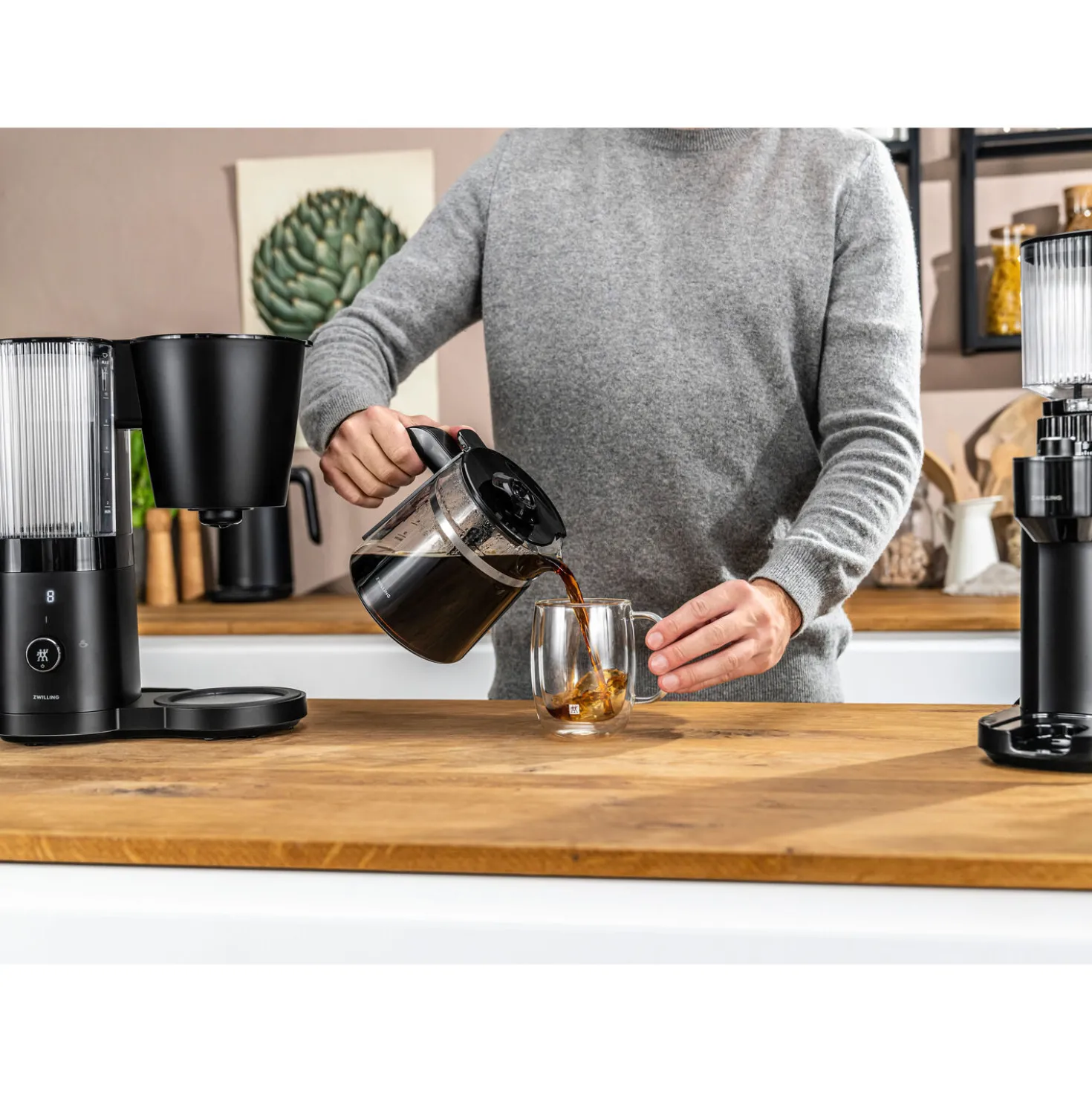 Kaffeemühle & Filterkaffeemaschine Set, 2-tlg. / 1,5 l, Schwarz, Kunststoff