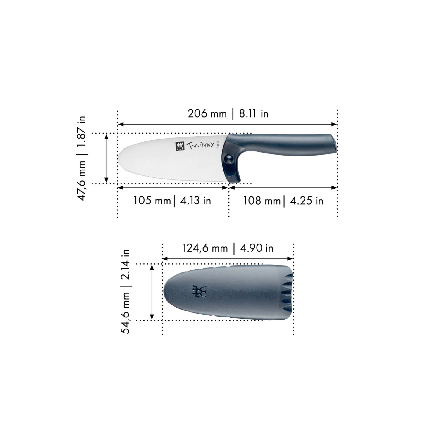 Kochmesser 10 cm, Blau