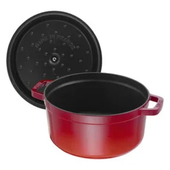 Koch-Set mit Gewürzmühlen, Weinöffner und roter Cocotte, 4-tlg.