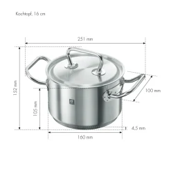 Kochtopf 16 cm, 18/10 Edelstahl