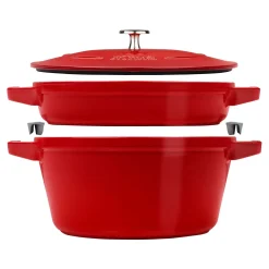 Kochtopfset Stackable 2-tlg, rund, Kirsch-Rot, Gusseisen