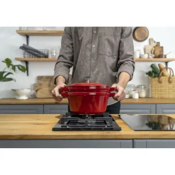 Kochtopfset Stackable 2-tlg, rund, Kirsch-Rot, Gusseisen