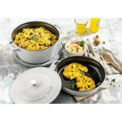 Kochtopfset Stackable 2-tlg, rund, Weisser Trüffel, Gusseisen