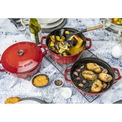 Kochtopfset Stackable 3-tlg, rund, Kirsch-Rot, Gusseisen