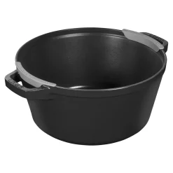 Kochtopfset 2-tlg, rund, Schwarz, Gusseisen