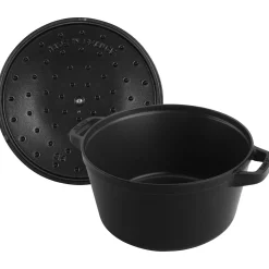 Kochtopfset 3-tlg, rund, Schwarz, Gusseisen