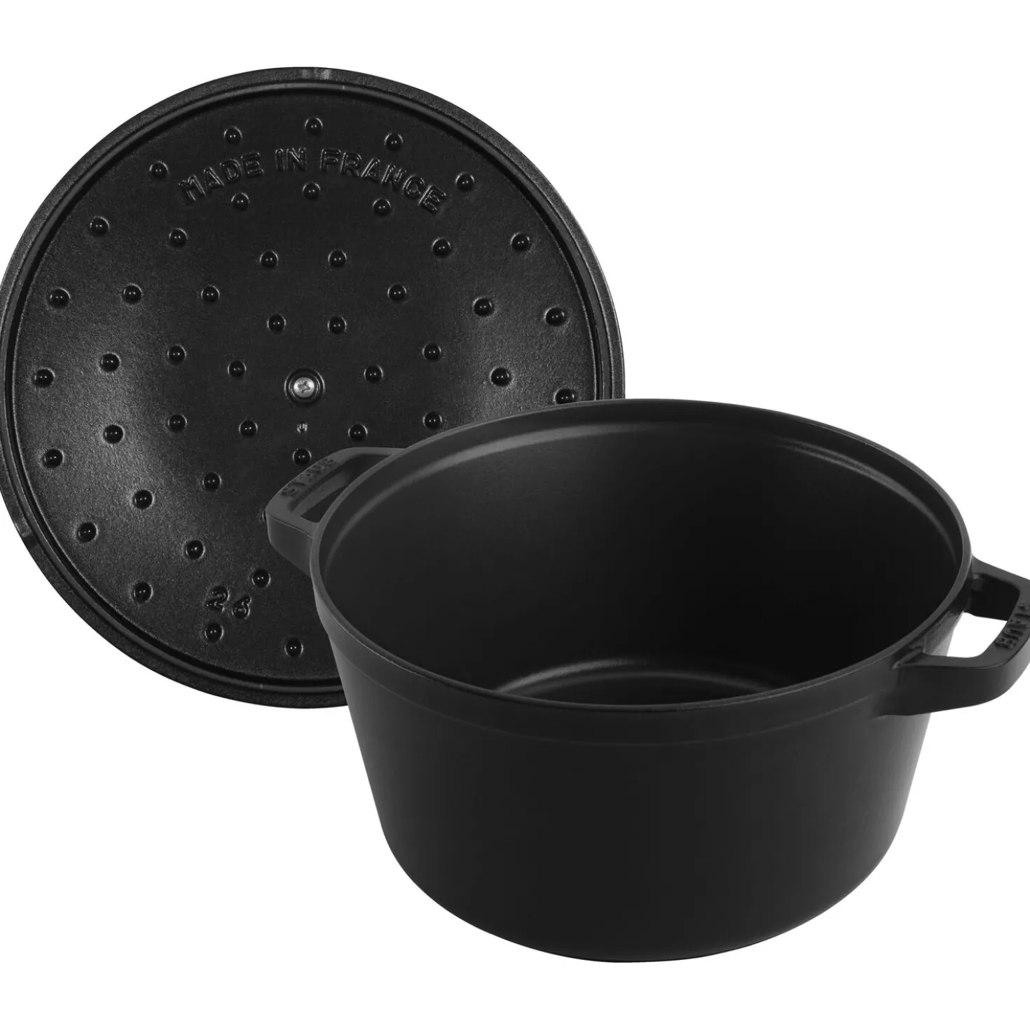 Kochtopfset 3-tlg, rund, Schwarz, Gusseisen
