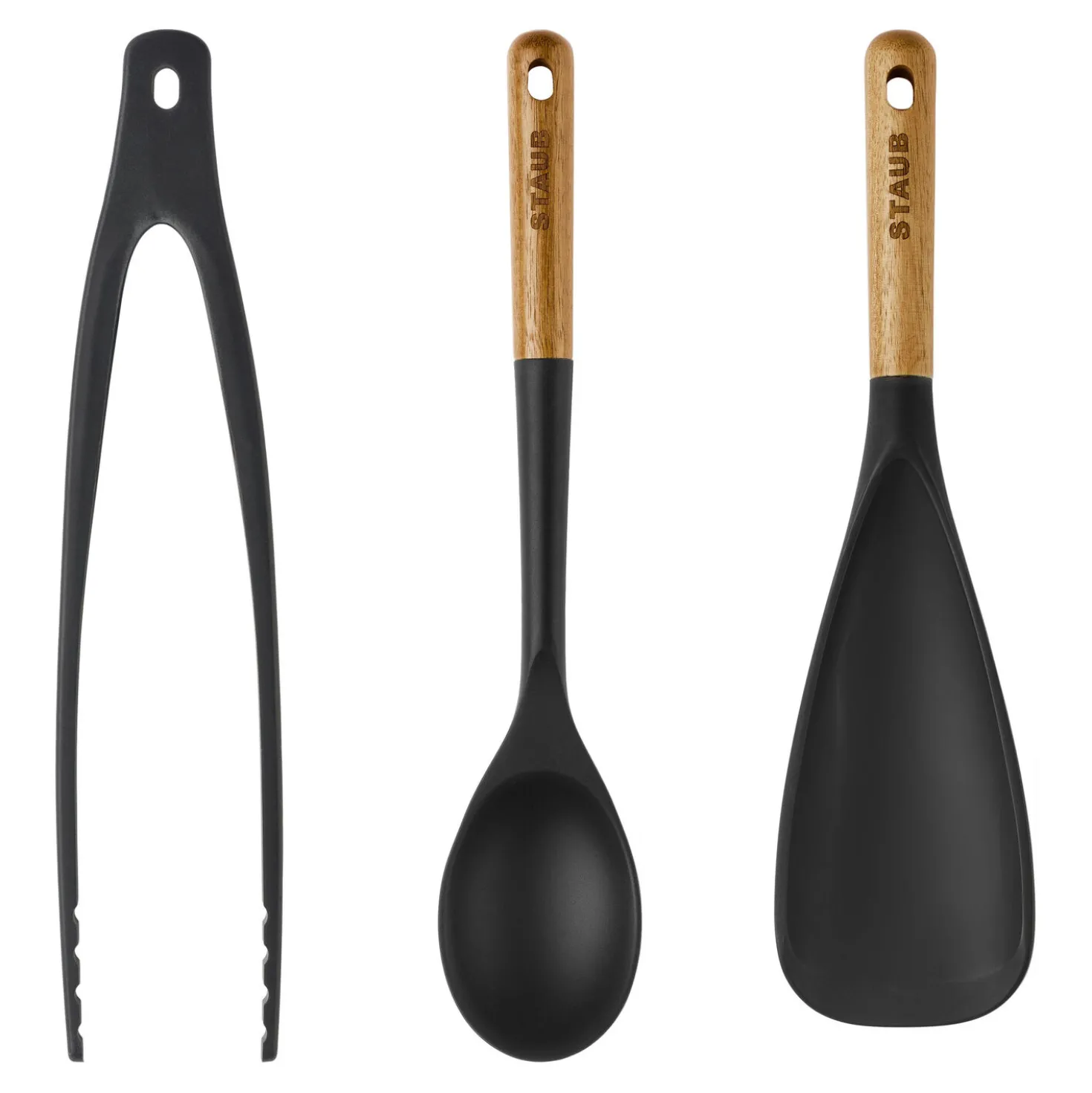 Kochzubehör-Set mit Zange, Mehrzwecklöffel und Servierlöffel, 3-tlg.