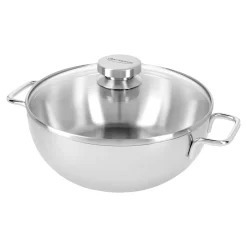 Konische Schmorpfanne mit Glasdeckel 28 cm, 18/10 Edelstahl