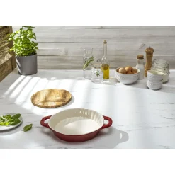 Kuchenform 24 cm, rund, Kirsch-Rot, Keramik