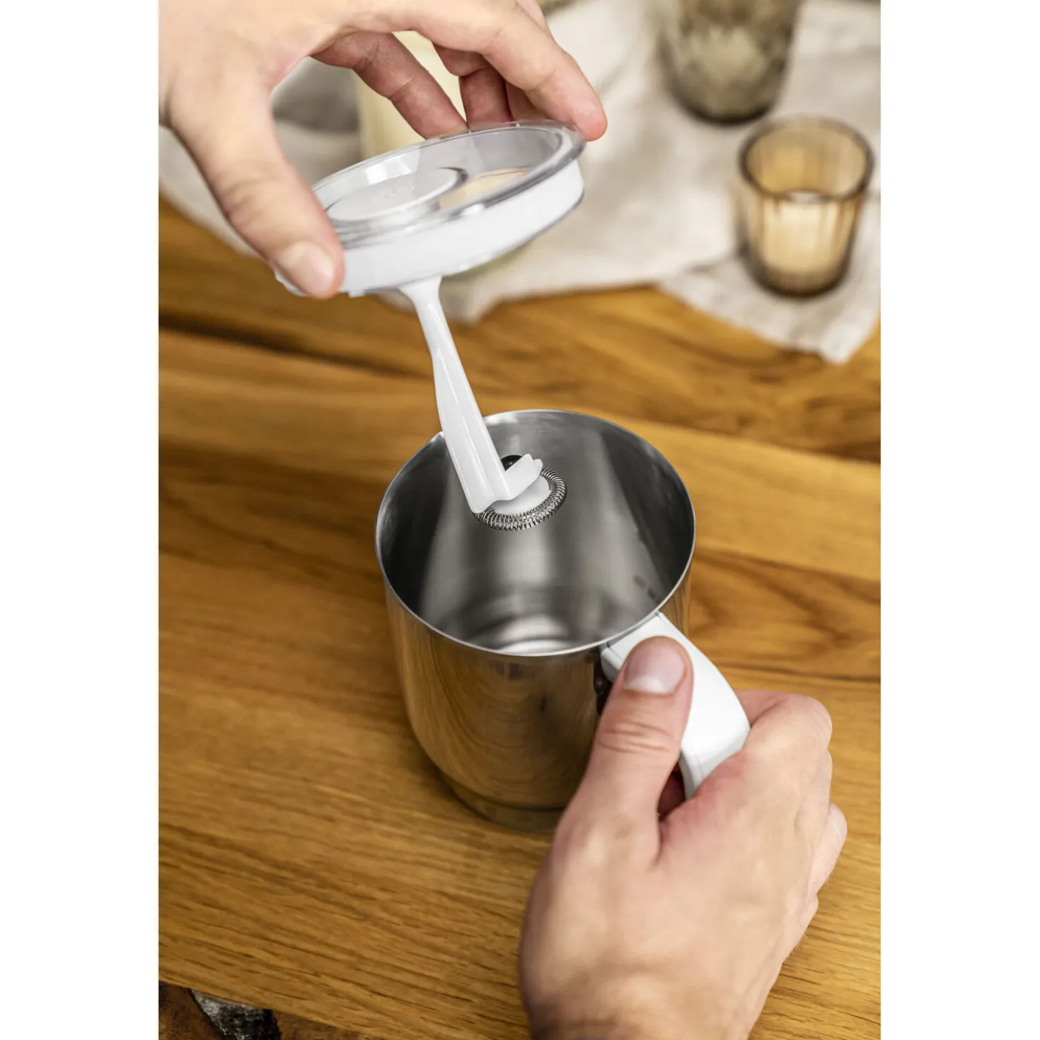 Milchaufschäumer, 400 ml, Silber