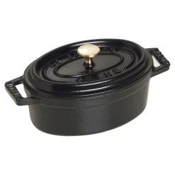Mini Cocotte 11 cm, oval, Schwarz, Gusseisen