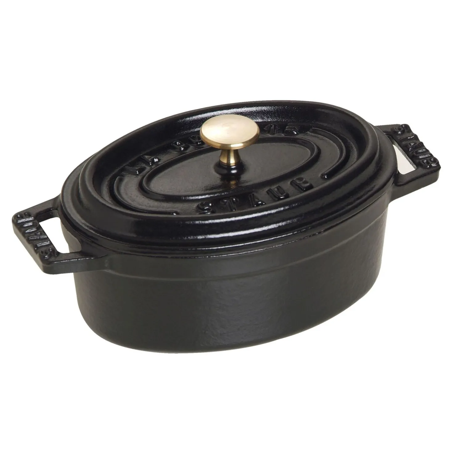 Mini Cocotte 11 cm, oval, Schwarz, Gusseisen