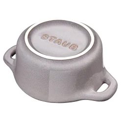 Mini Cocotte 10 cm, rund, Antik-Grau, Keramik