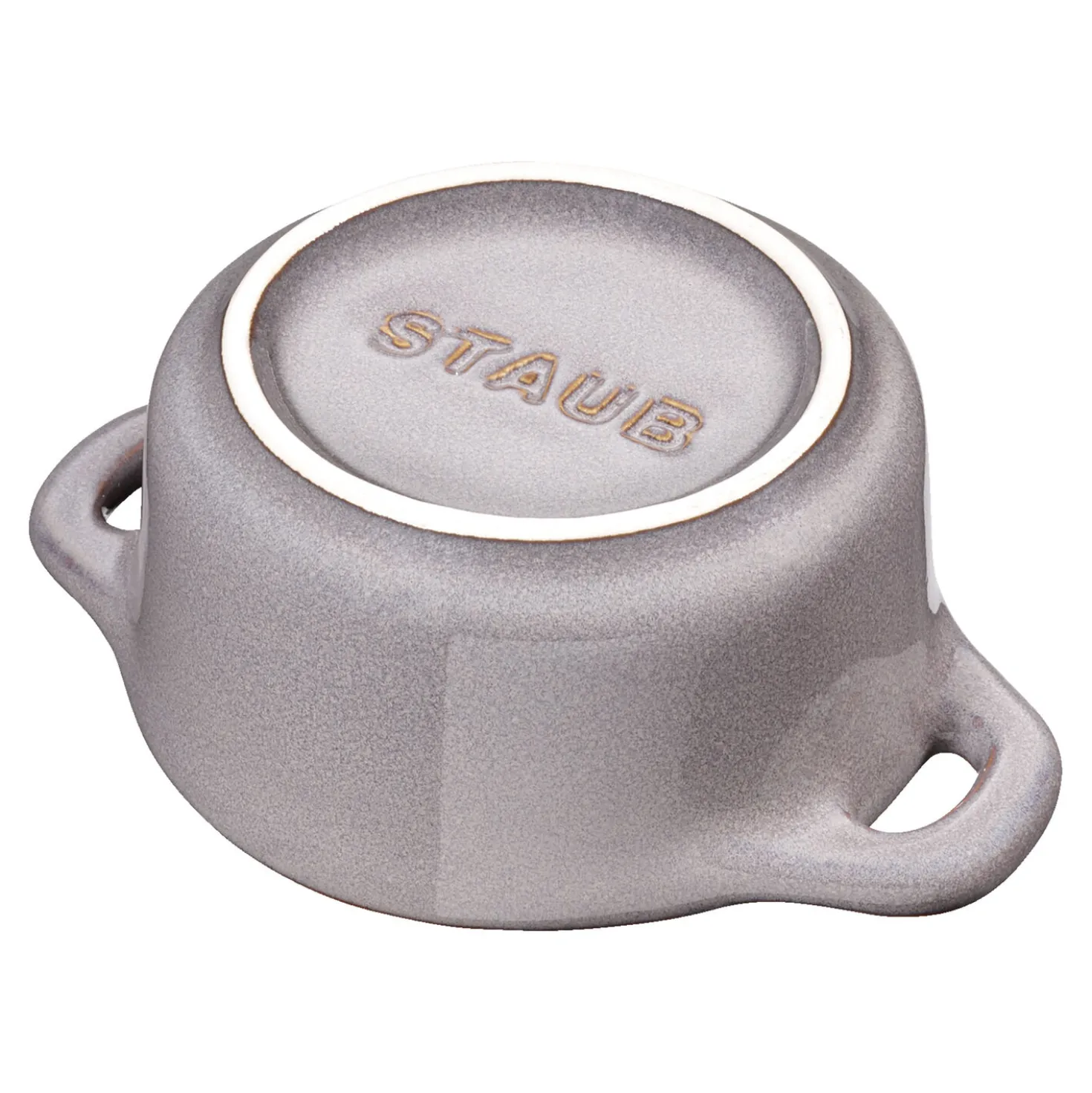 Mini Cocotte 10 cm, rund, Antik-Grau, Keramik