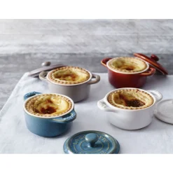 Mini Cocotte 10 cm, rund, Antik-Grau, Keramik