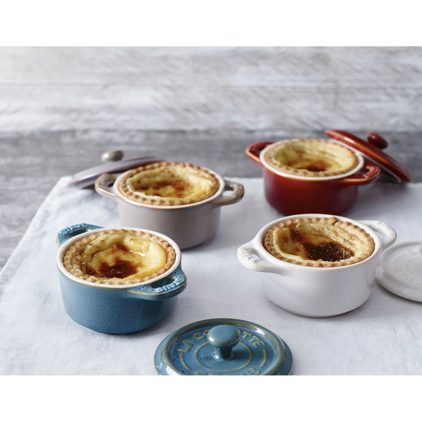 Mini Cocotte 10 cm, rund, Antik-Grau, Keramik