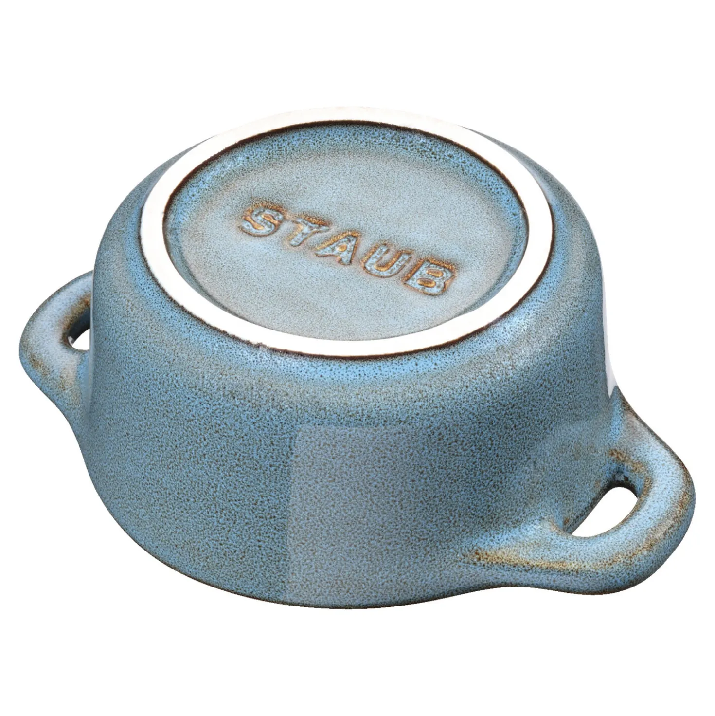 Mini Cocotte 10 cm, rund, Antik-Türkis, Keramik