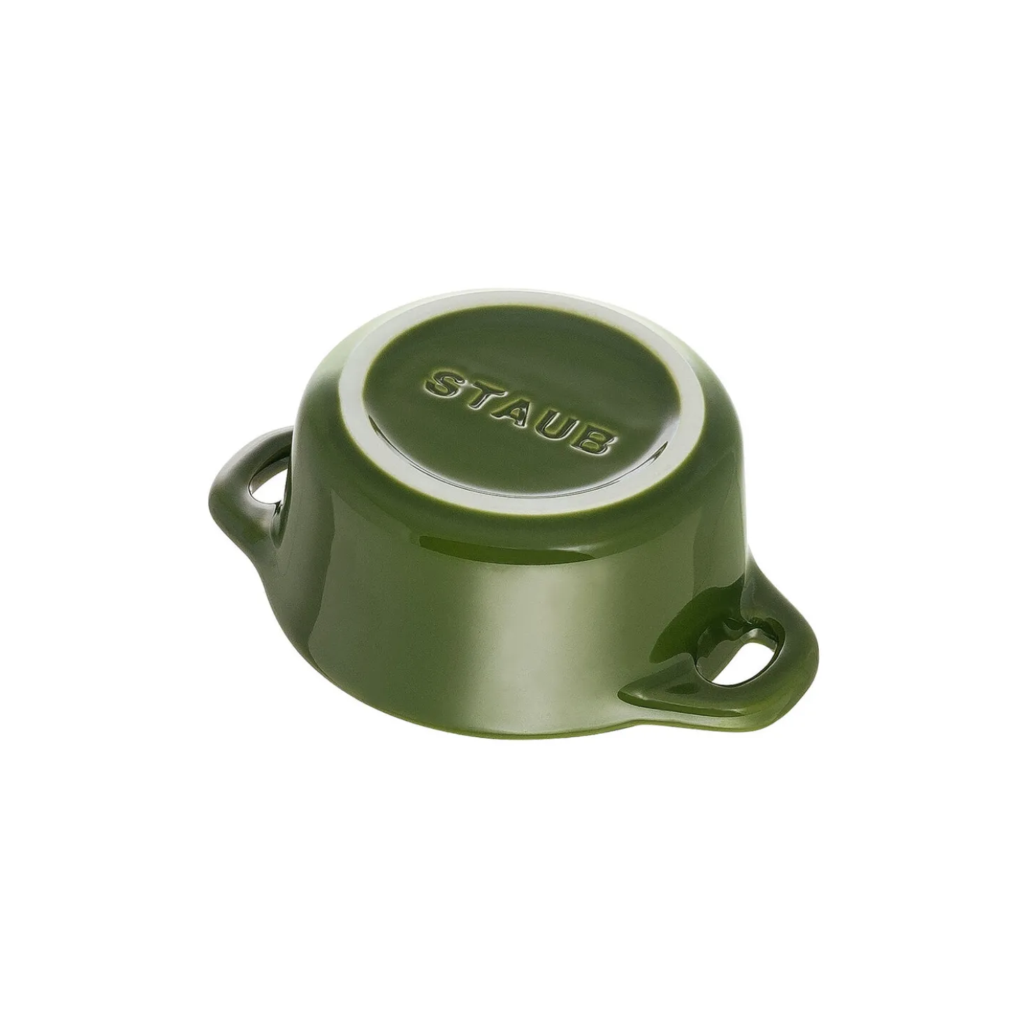 Mini Cocotte 10 cm, rund, Basilikum-Grün, Keramik